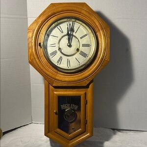 Vintage Functioning D&A schoolhouse Brown Wall Clock
